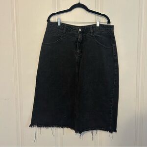 Black Denim Skirt with rugged hem